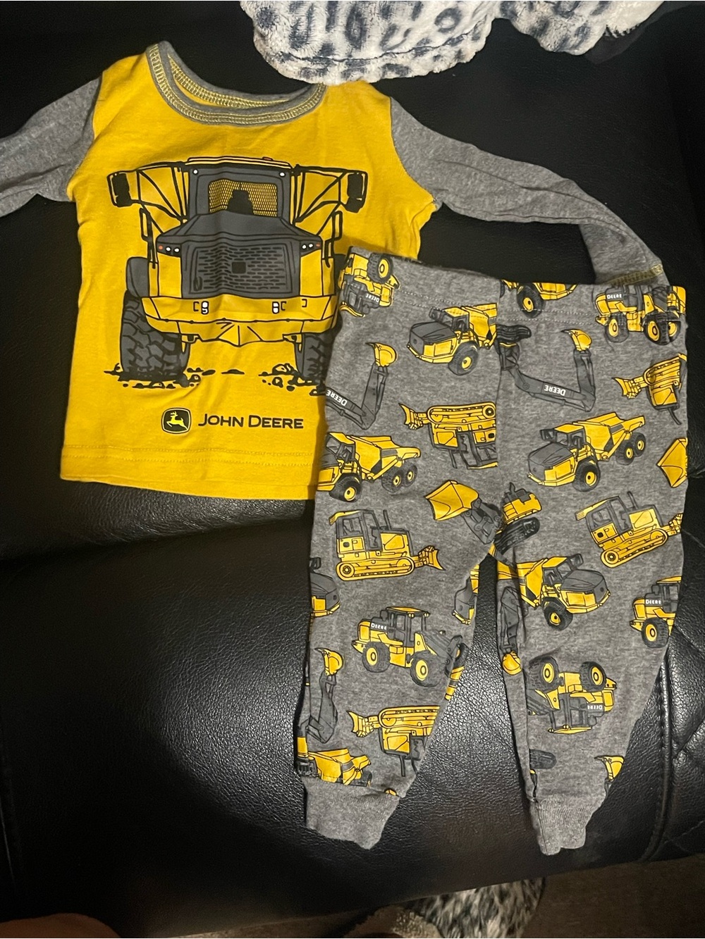 John Deere Yellow & Gray Construction Truck Pajama Set
